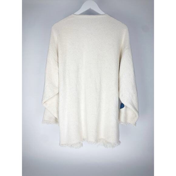 VTG Cat Tea Party Kimono Fringe Jacket Patchwork Embroidered Cottagecore Whimsy - Picture 4 of 12